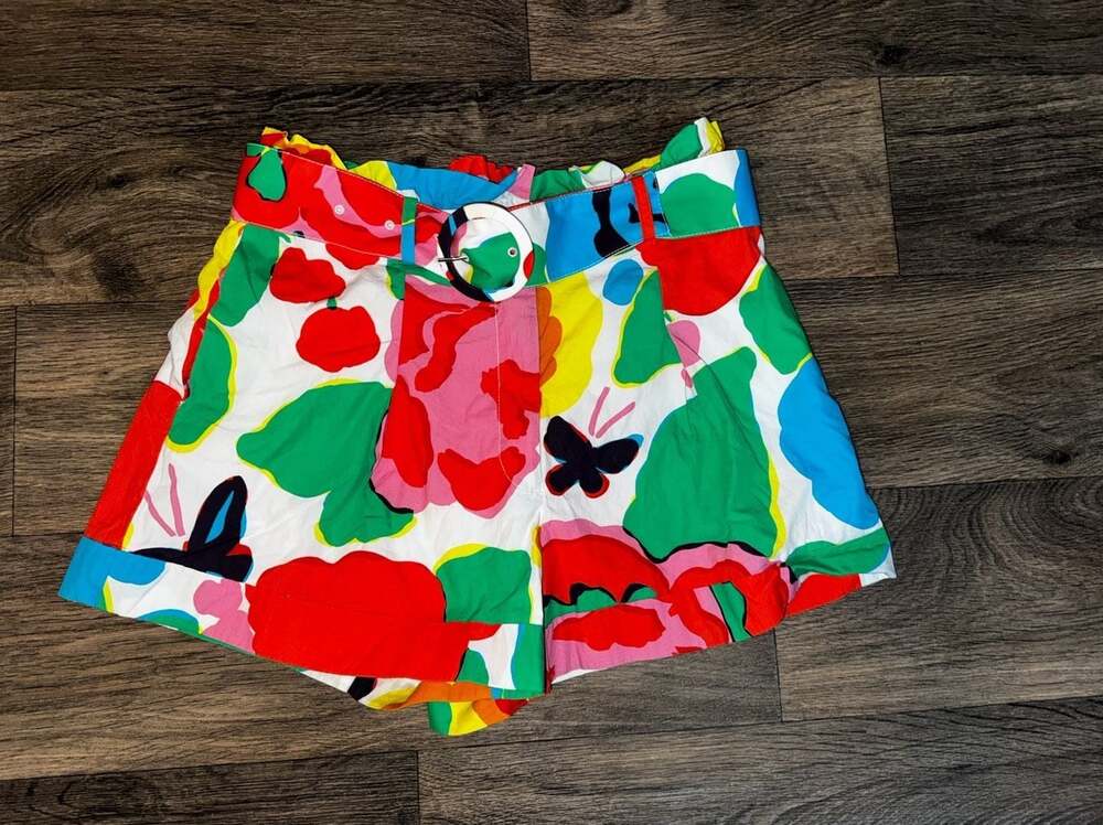 J.Crew Pleated Short in Ratti Jardin Floral Belted Poplin dopamnine funky artsy